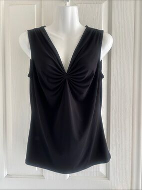 Etcetera Black Twist-Front V-Neck Tank